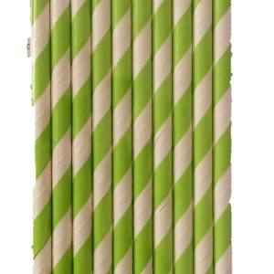 Lime Green Stripe Paper Straws