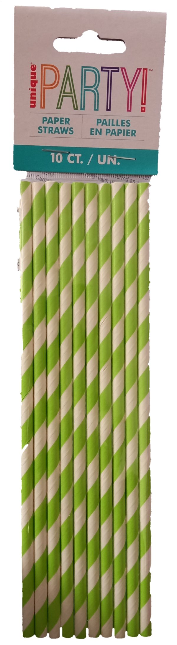 Lime Green Stripe Paper Straws