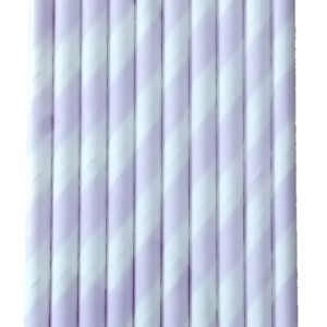 Lavender Stripe Paper Straws