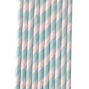Powder Blue Stripe Paper Straws