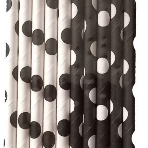 Black Polka Dot Paper Straws