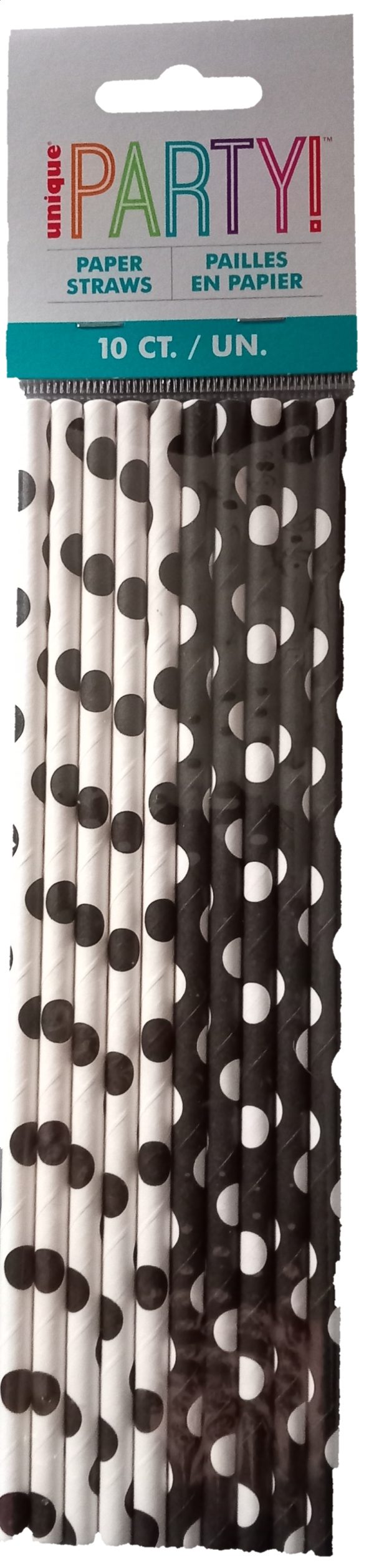 Black Polka Dot Paper Straws