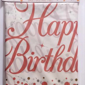 Sparkling Fizz Happy Birthday Tablecover Rose Gold